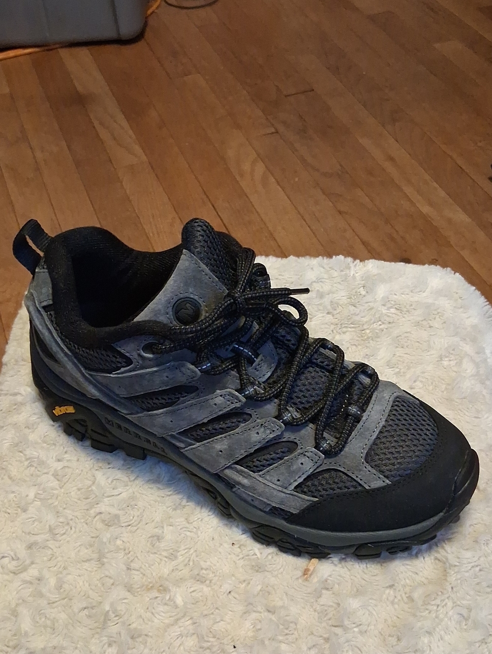 new merrell moab 3 granite v2 hiking shoes mens 9.5 trail sneakers grey/black